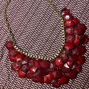 Red Hexagonal Statement Necklace
